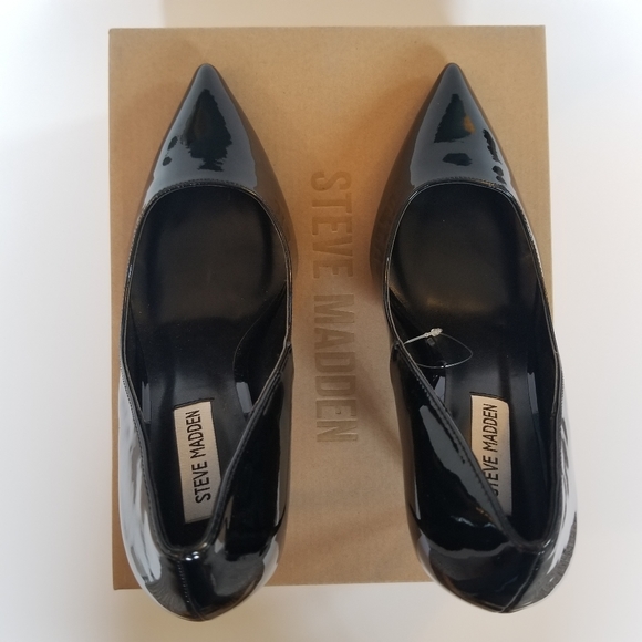 NIB NWOT Steve Madden Altisha black patent 4.25" heels siz 8.5 - Picture 13 of 13